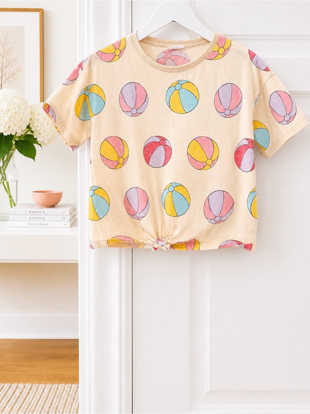 Zara Kids Peach Beach Ball Print T-Shirt- Sz. 6